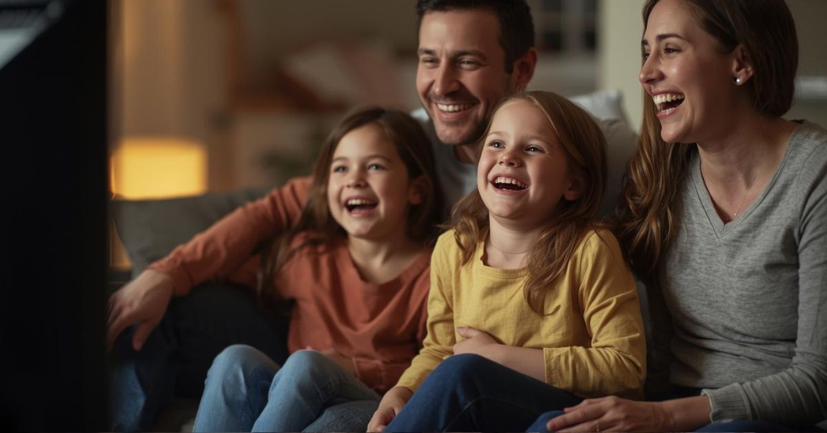 Семейный вечер за просмотром уютного фильма